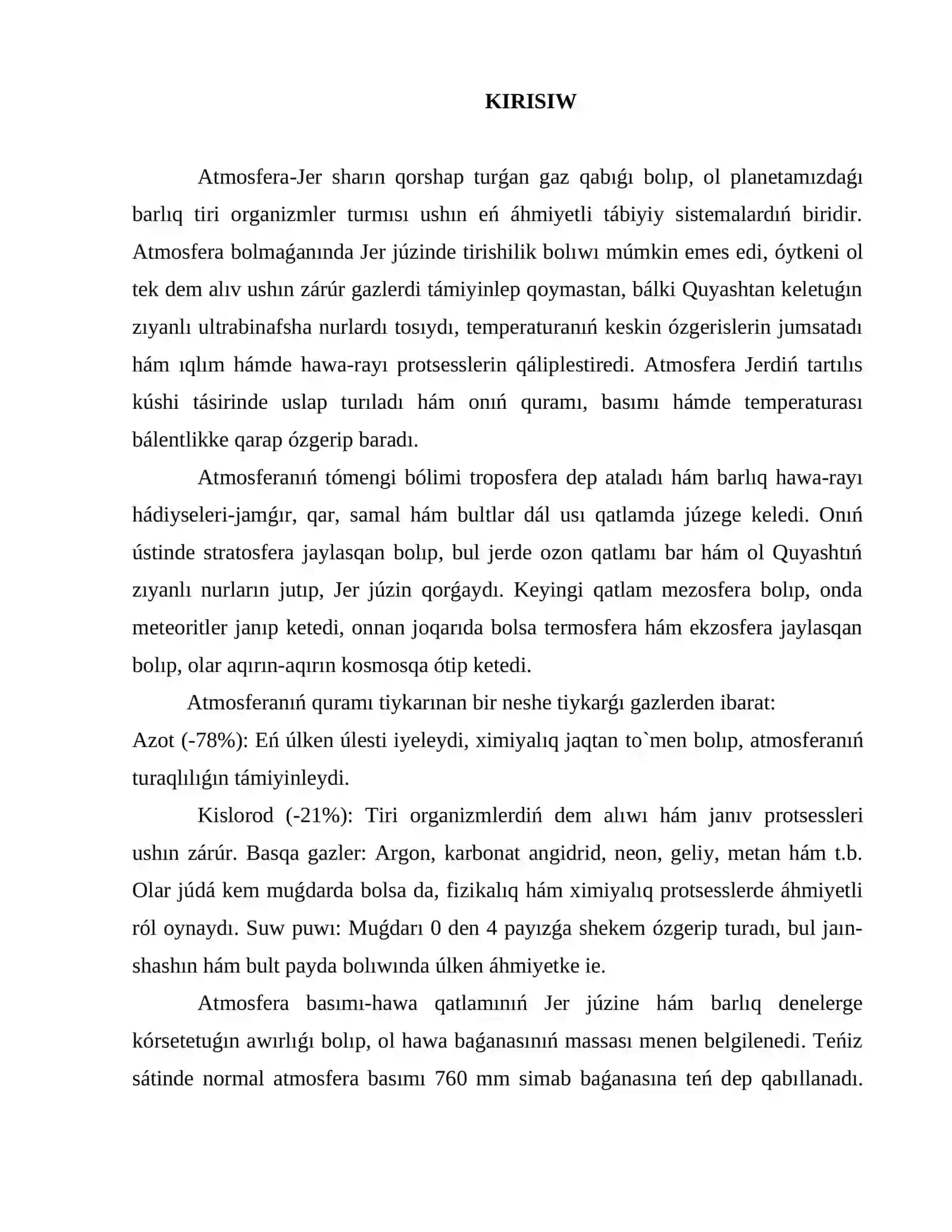 Atmosferanıń quramı hám basımı 2