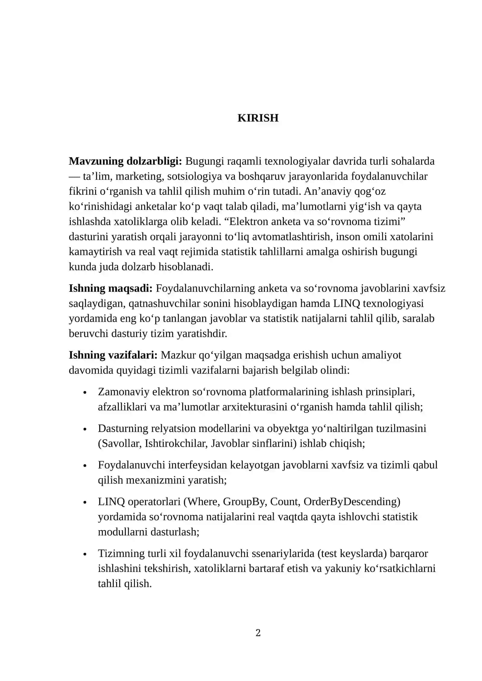 Elektron anketa va so‘rovnoma tizimi 2