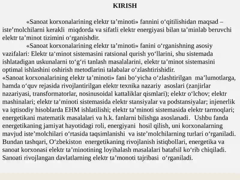 OʻZBEKISTONDA ENERGETIKANING RIVOJLANISH TARIXI, BUGUNGI XOLATI VA ISTIQBOLLARI 2