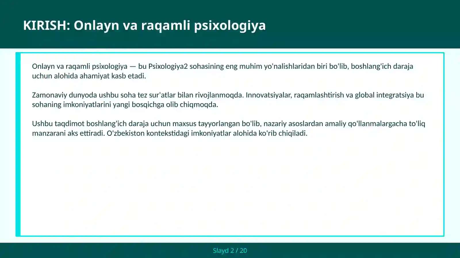 Onlayn va raqamli psixologiya 2