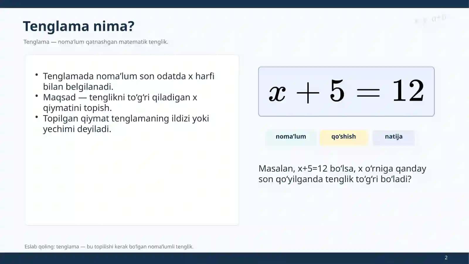Matematika fanidan taqdimot: Algebra 2
