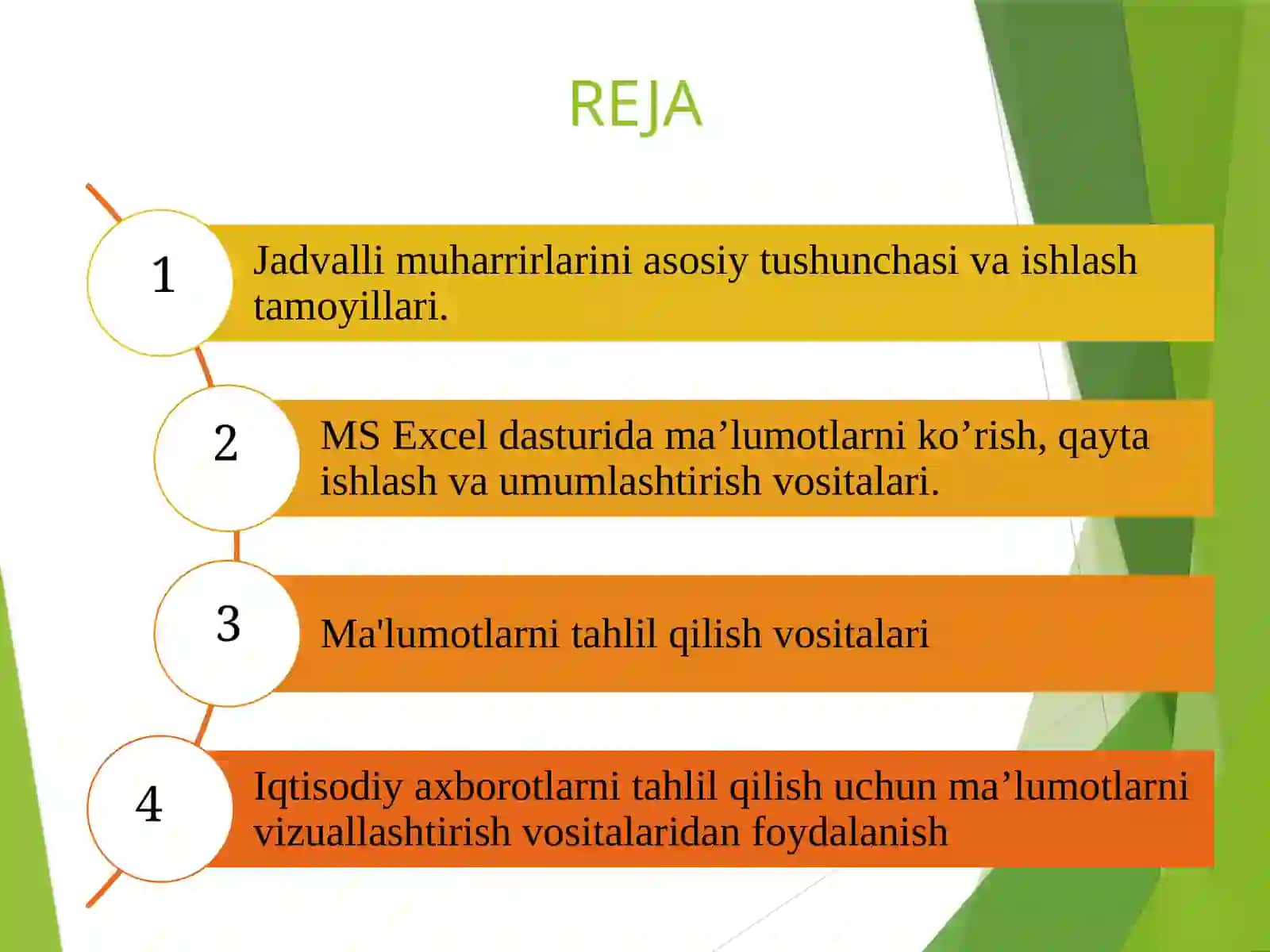 IQTISODIY MASALALARNI YECHISHDA JADVAL MUHARRIRLARIDAN FOYDALANISH 2