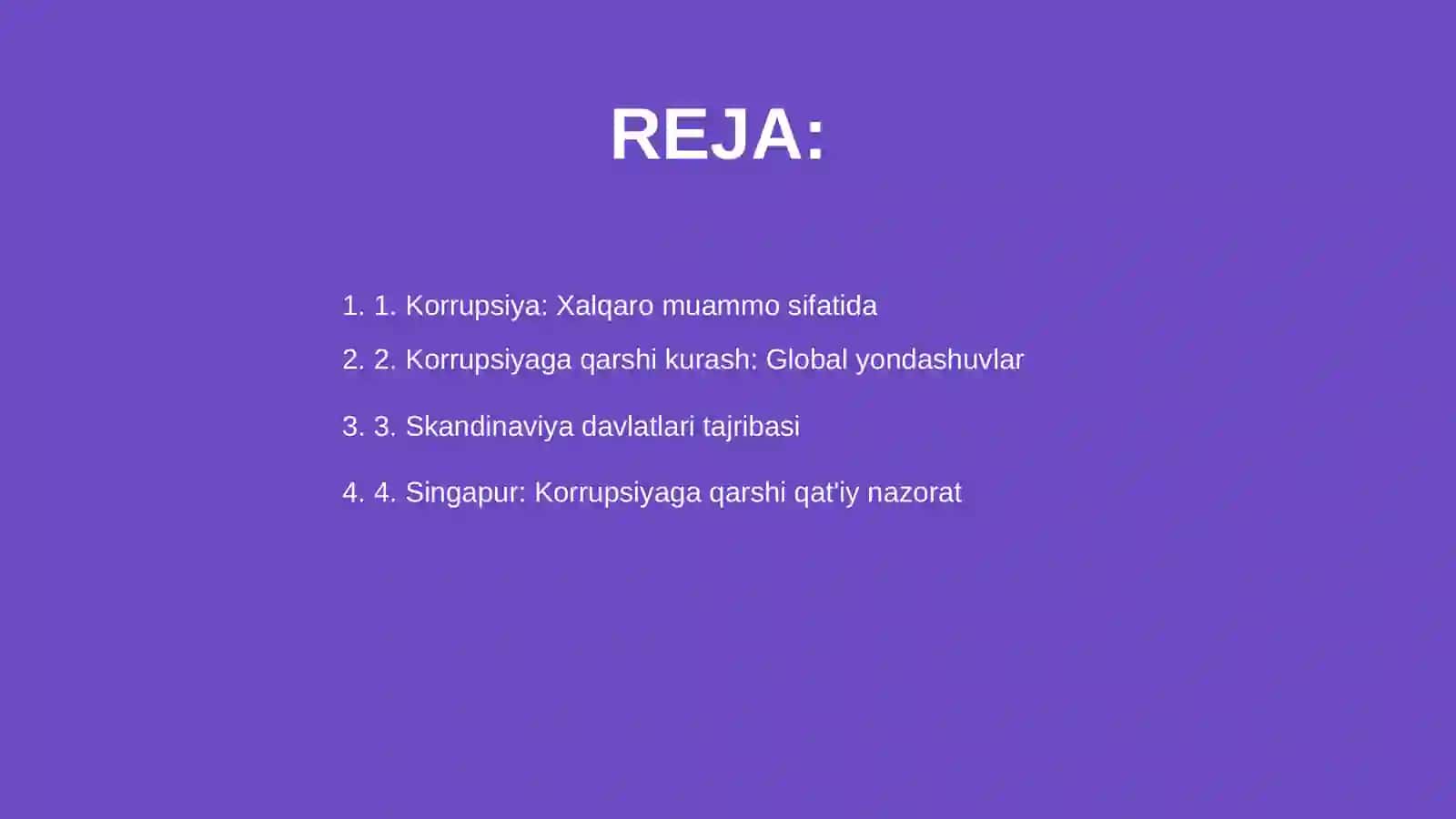 Xalqaro miqyosda Korrupsiyaga bo'lgan munosabatlar (Davlatlar misolida) 2
