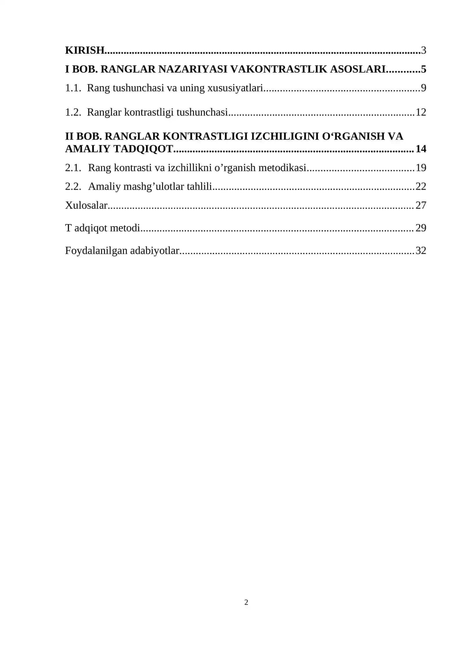 Ranglar kontrastligi izchiligini o‘rganish 2