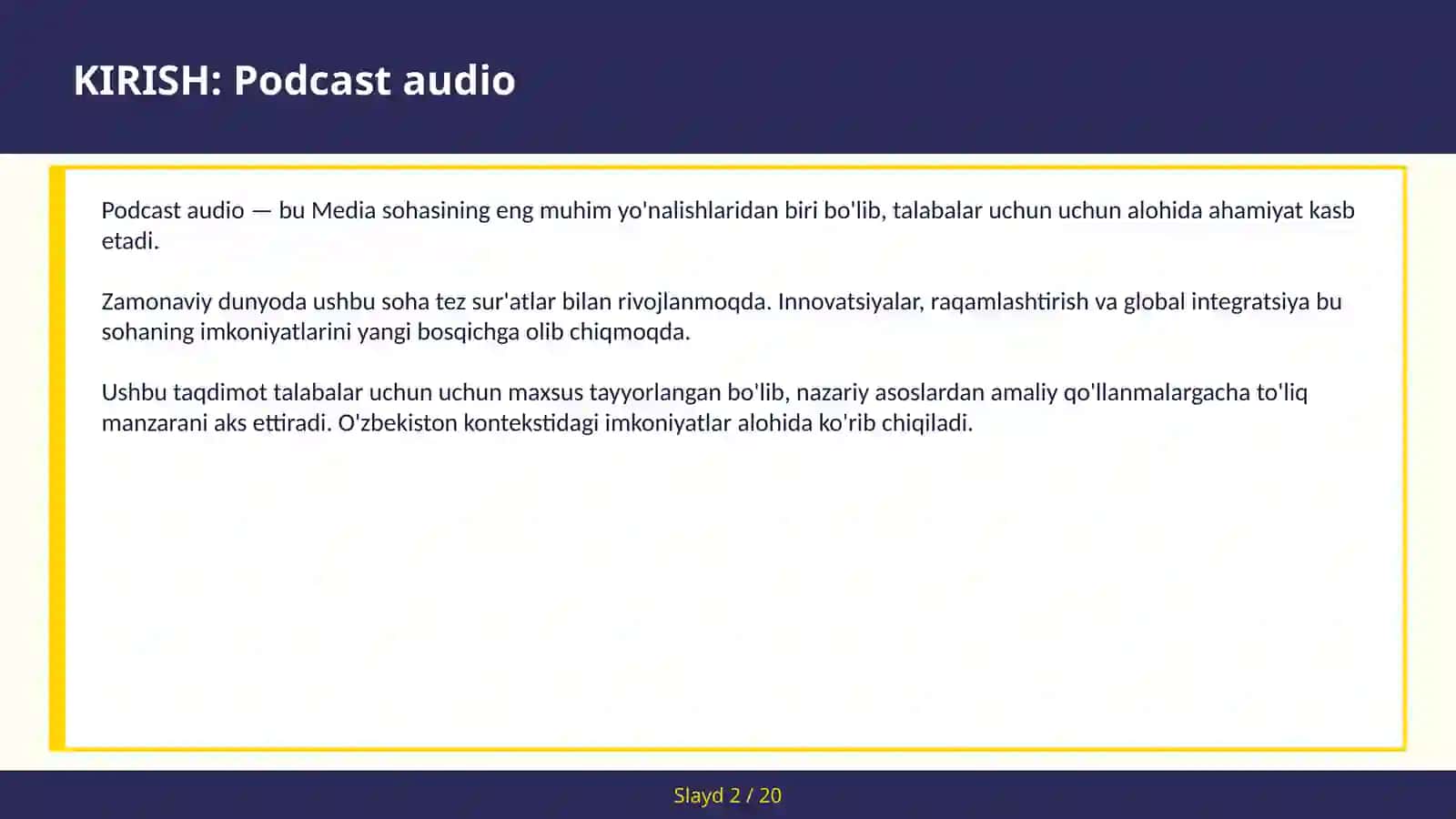 Podcast audio 2