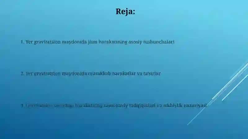 Yerning tortishish maydonida jismlar harakati - kengaytirilgan tushunchalar 2