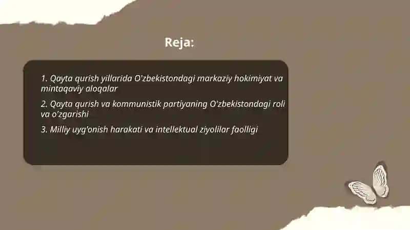 Qayta qurish yillarida Özbekistondagi ijtimoiy-siyosiy vaziyat 2