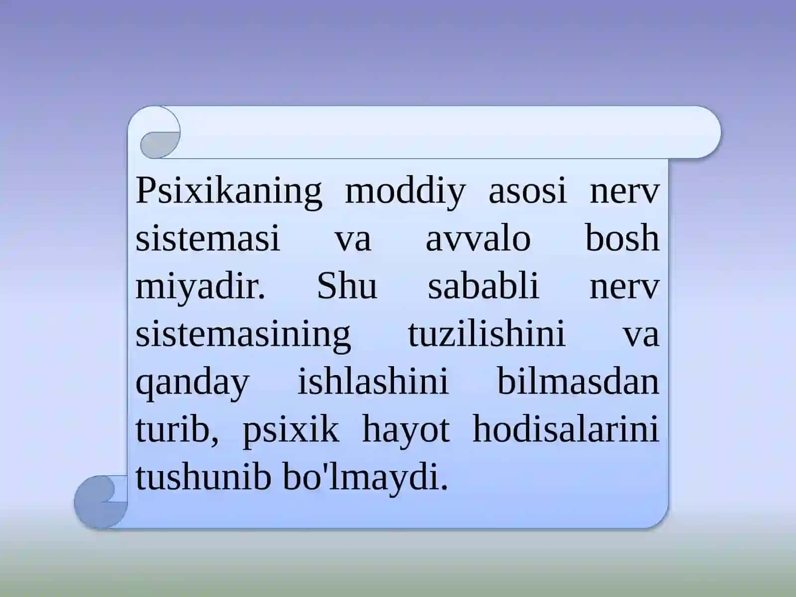 XULQ-ATVORNING PSIXOFIZIOLOGIK ASOSI,ONG TARAQQIYOTI VA ONGSIZLIK 2