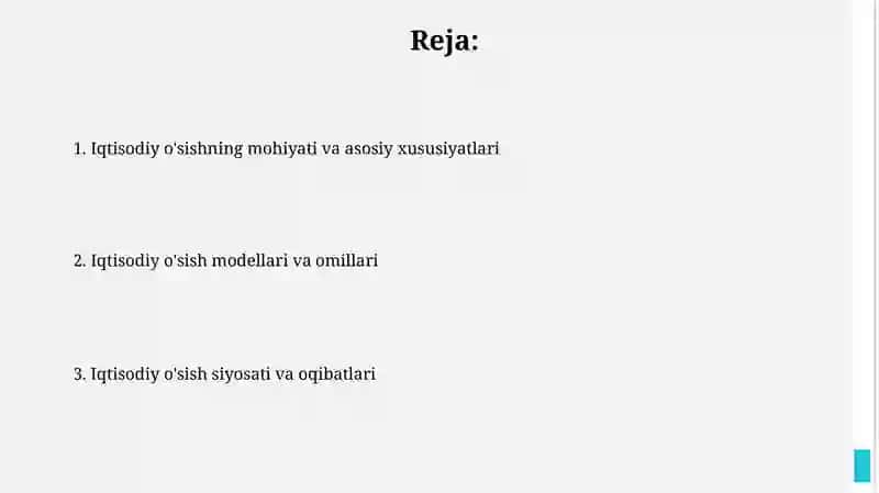Iqtisodiy o‘sishning mohiyati, asosiy tavsifnomasi va modeli 2