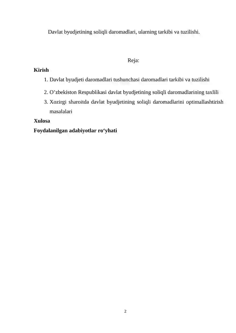 Davlat byudjeti daromadlari tushunchasi daromadlari tarkibi va tuzilishi 2
