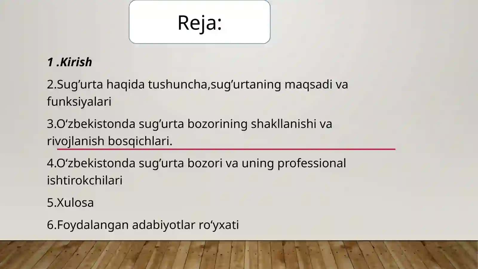 O‘zbekistonda sug’urta tizimining shakllanishi va rivojlani­shi 2