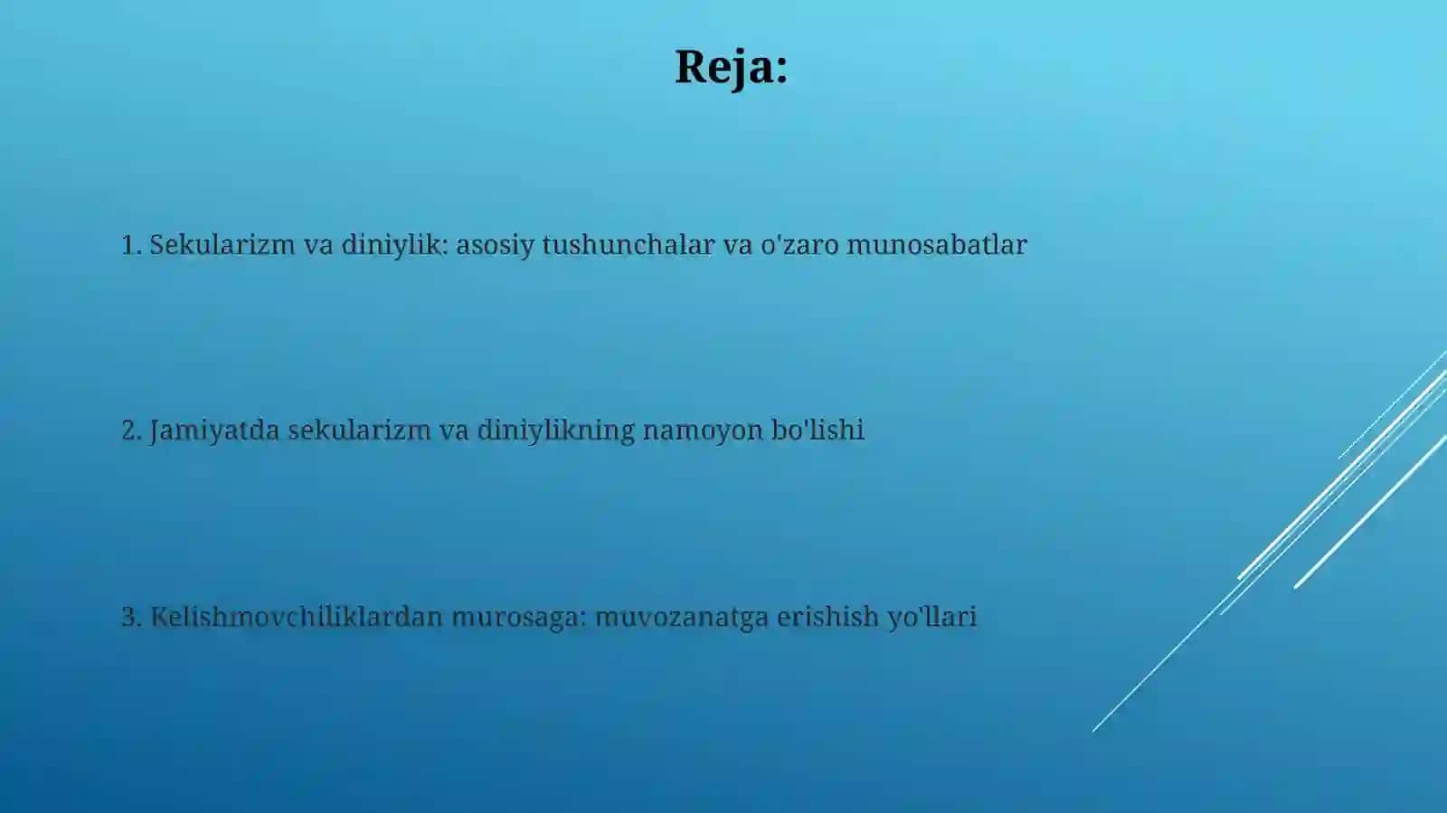 Jamiyat hayotida dunyoviylik va diniylik mutanosibligi 2