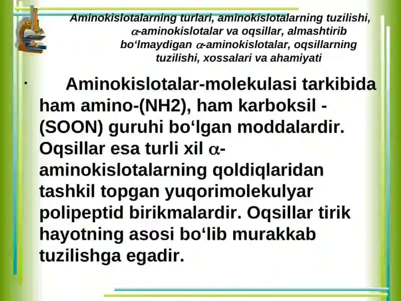 Aminokislotalarni ajratib olishDavronova Sevinch 2