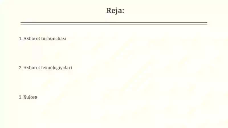 Axborot tushunchasi va axborot texnologiyalari 2