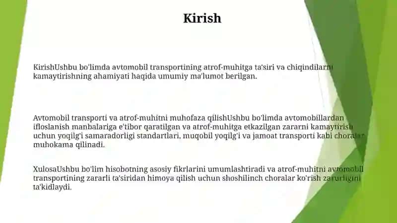 Avtomabil Transporti Va Atrof Muhit Muhofazasi 2