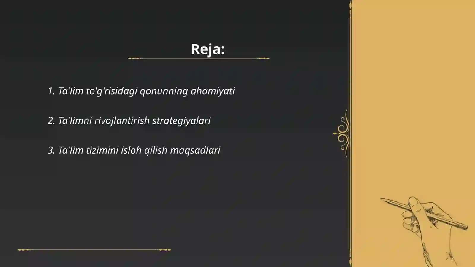 TAʼLIM TOʻGʻRISIDA QONUN VA KADRLAR TAYYORLASH MILLIY DASTURINING QABUL QILINISHI 2