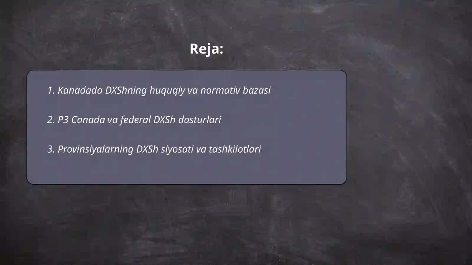 Kanadada DXShning huquqiy va normativ bazasi 2