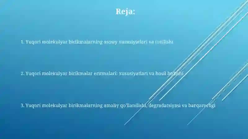 Yuqori molekulyar birikmalar va eritmalarning xossalari 2