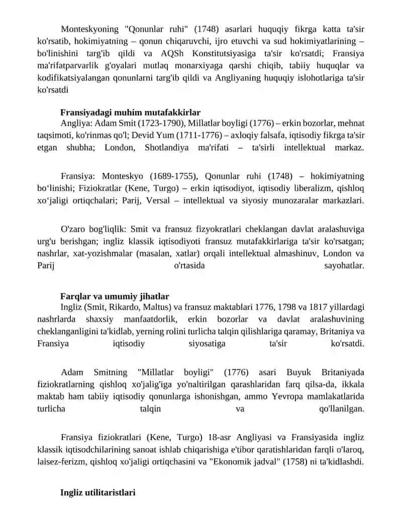 Angliya va Fransiyada klassik maktabni shakllanishi 2