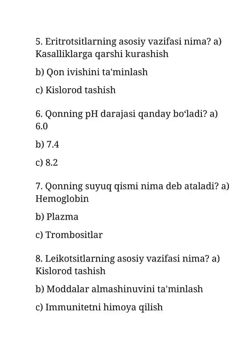 "Qon fiziologiyasi va uning funksiyalari" 2