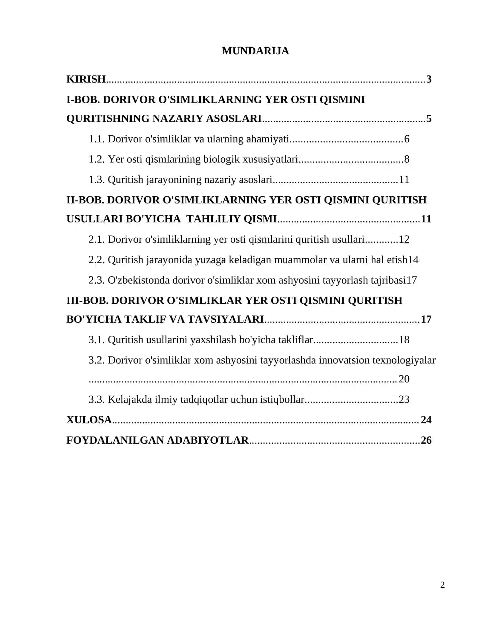 DORIVOR O'SIMLIKLARNING YER OSTI QISMINI QURITISH USULLARI 2