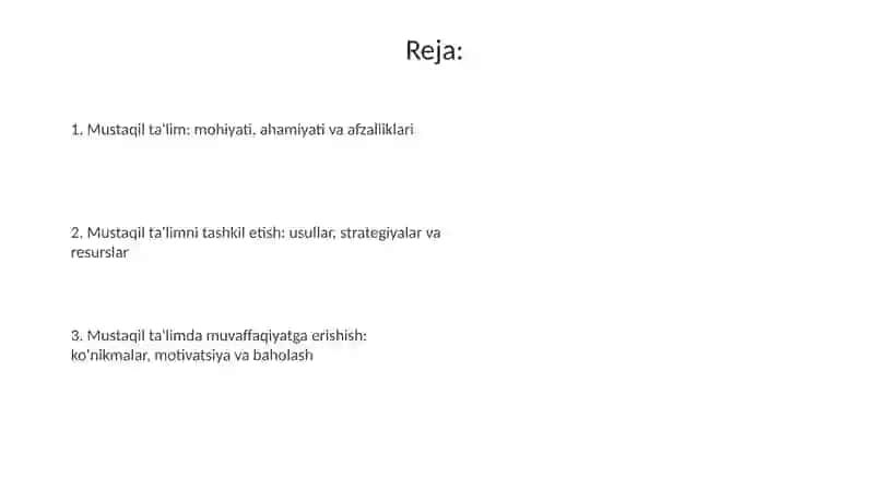 Mustaqil ta'lim va uni tashkil etish 2