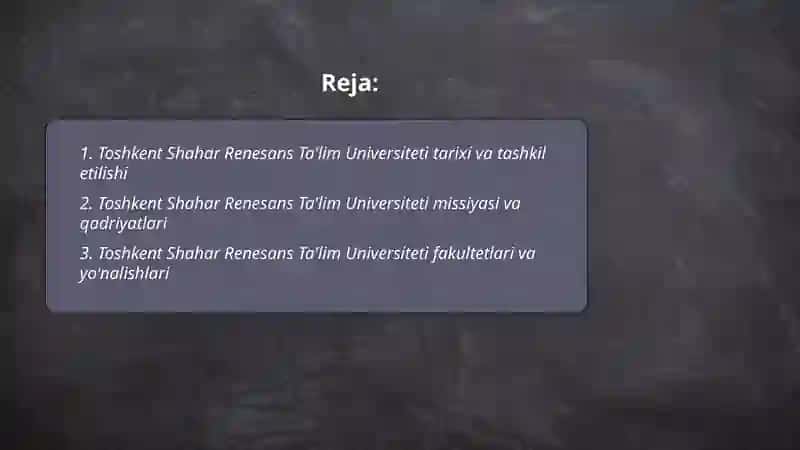 Toshkent Shahar Renesans Ta'lim Universiteti 2