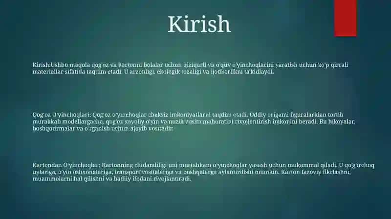 QogʻOz Va Kartondan OʻYinchoqlar Yasash 2