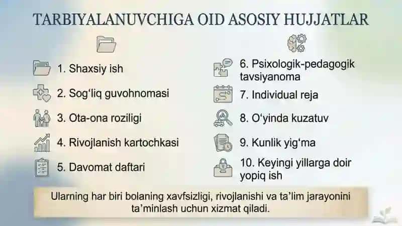 Maktabgacha Tarbiyachi Hujjatlari 2