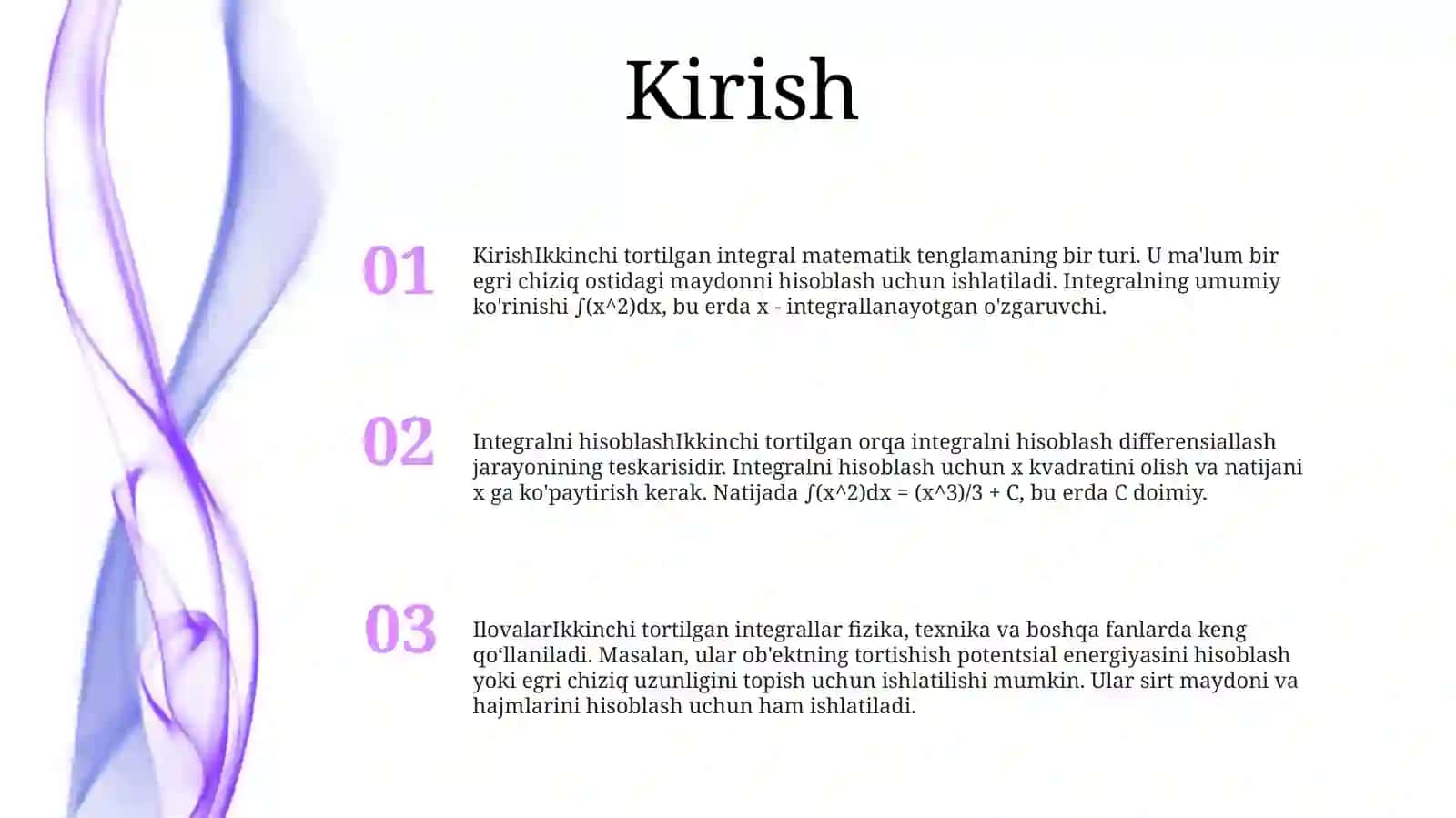 Ikkinchi Tartibli Sirt Integrali 2