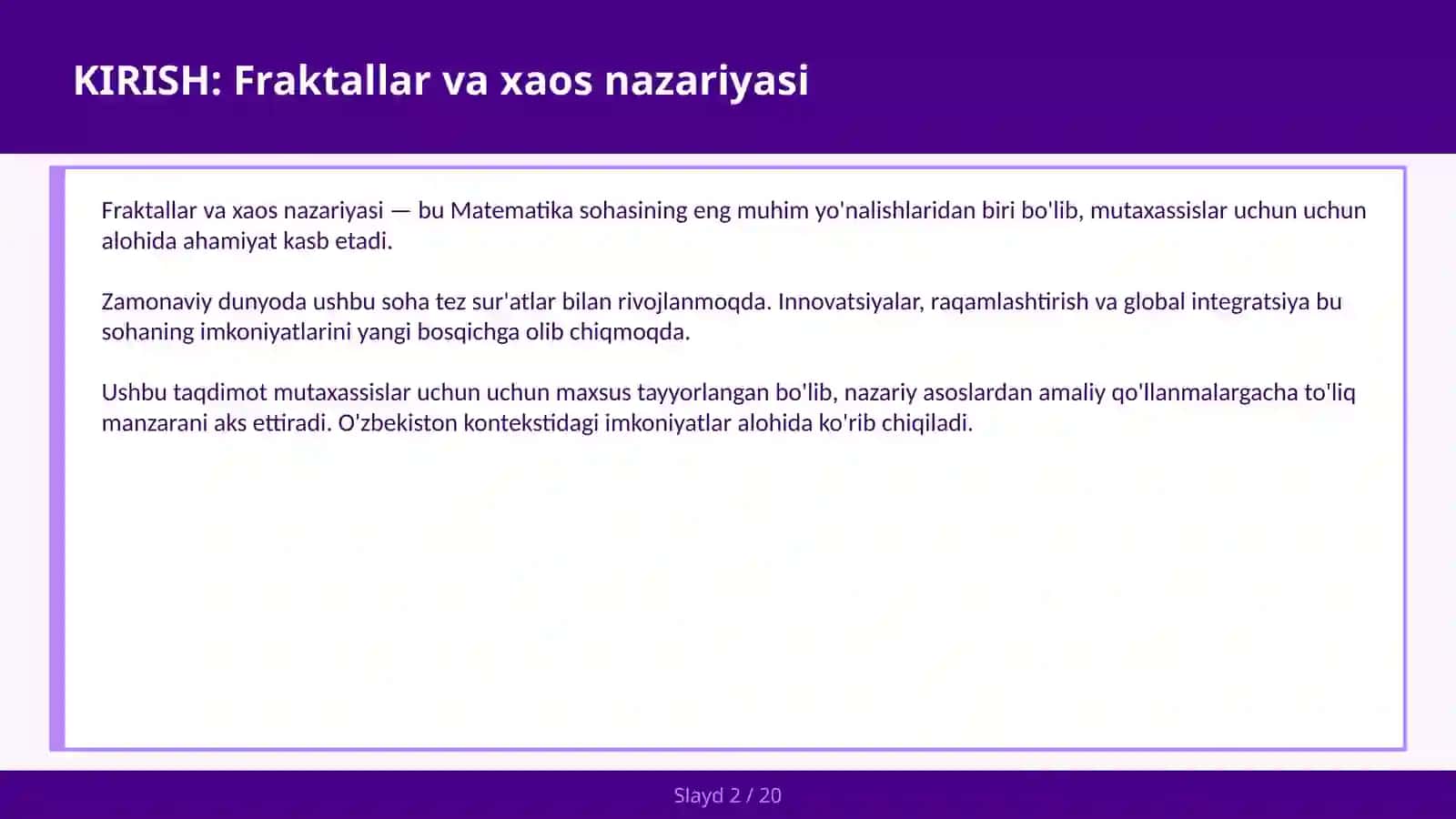 Fraktallar va xaos nazariyasi 2