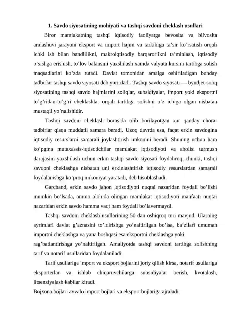 TASHQI SAVDO KVOTALARI VA LITSENZIYALASH TIZIMI 2