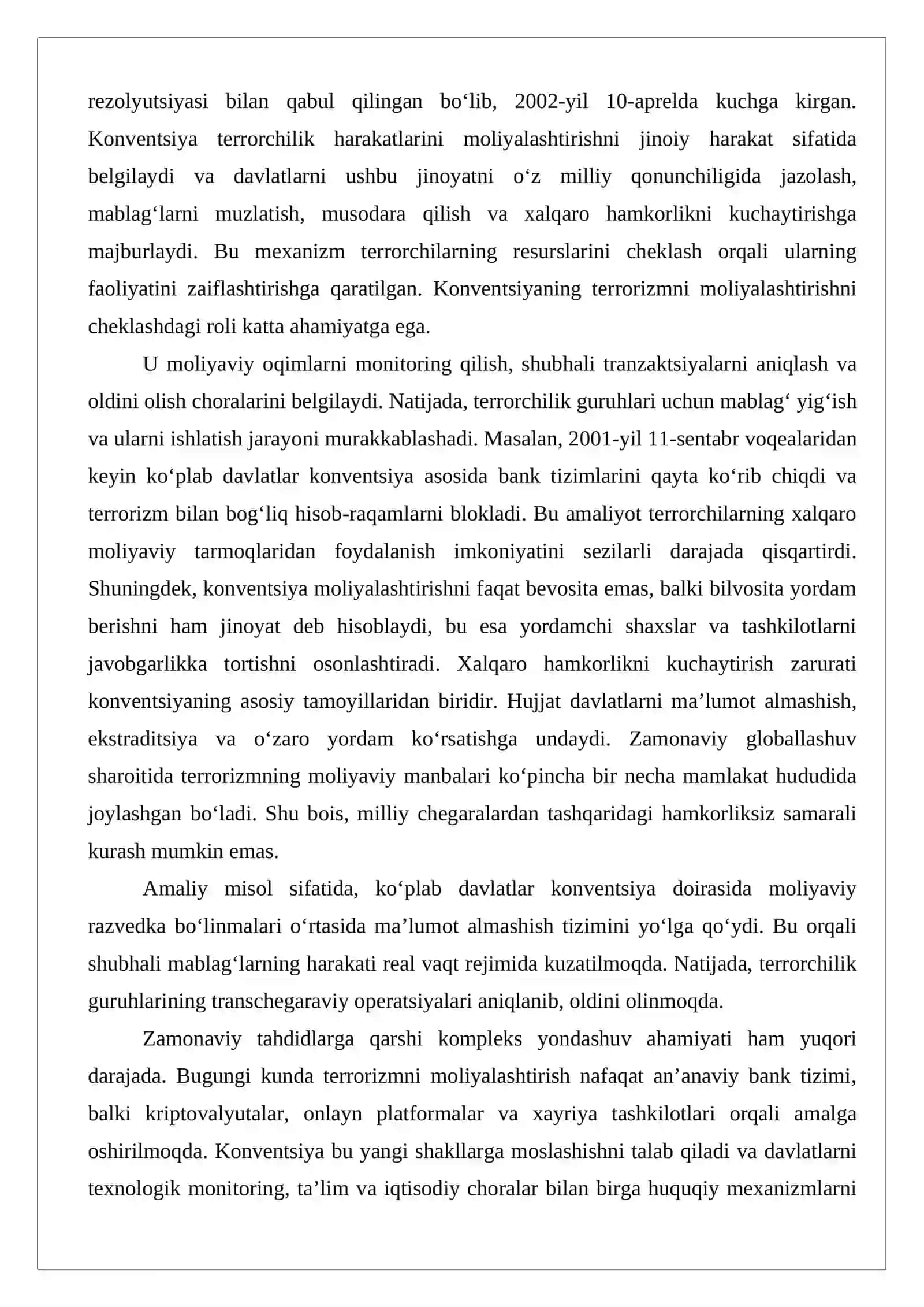 BMT Bosh Аssambliyasi tomonidan «Terrorizmni moliyalashtirishga qarshi kurash toʼ 2