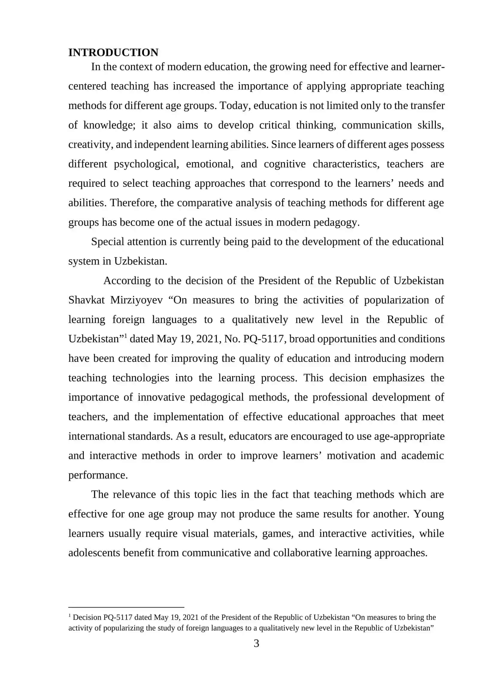 Comparative analysis of teaching methods for different age groups 2
