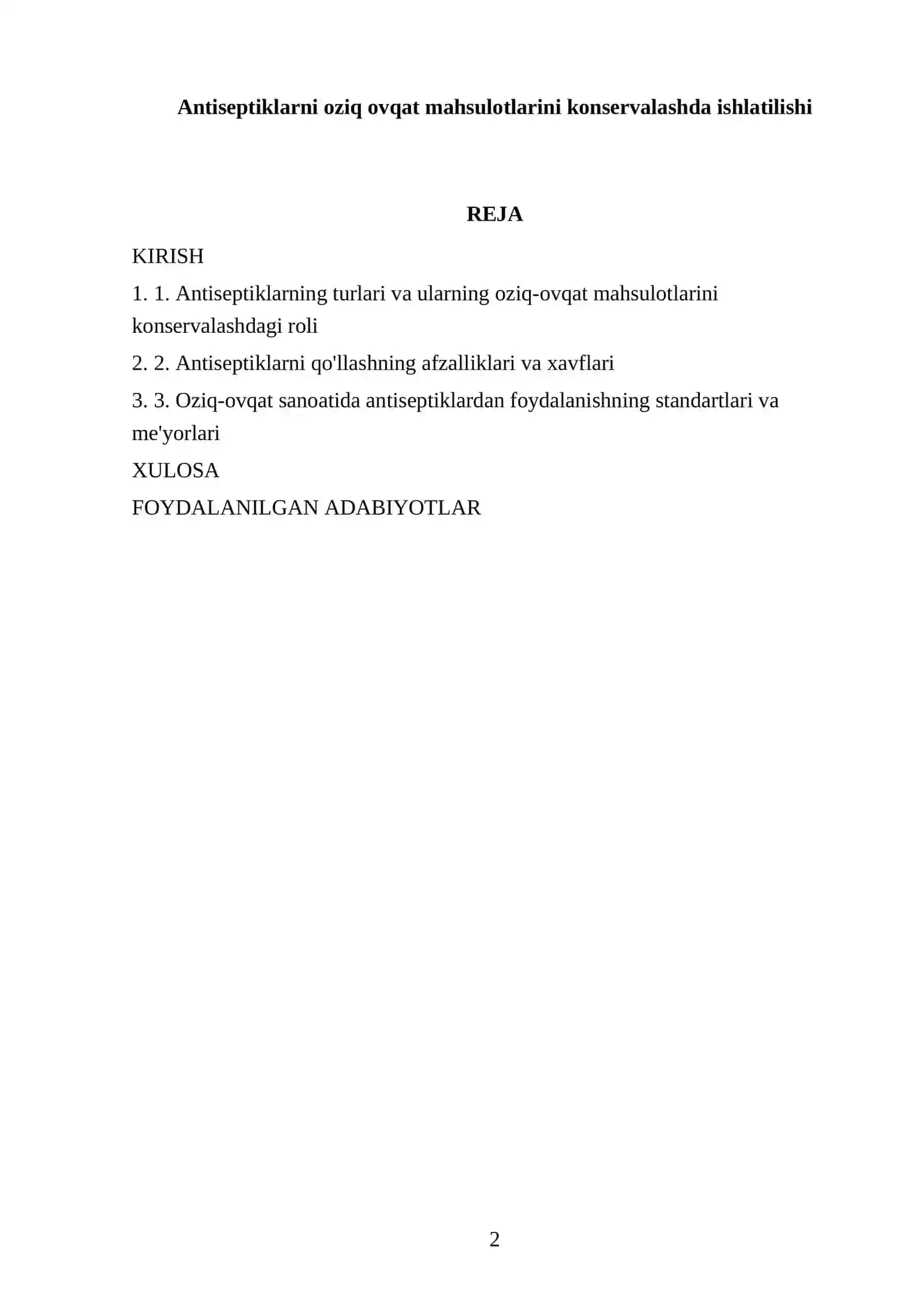 Antiseptiklarni oziq ovqat mahsulotlarini konservalashda ishlatilishi 2