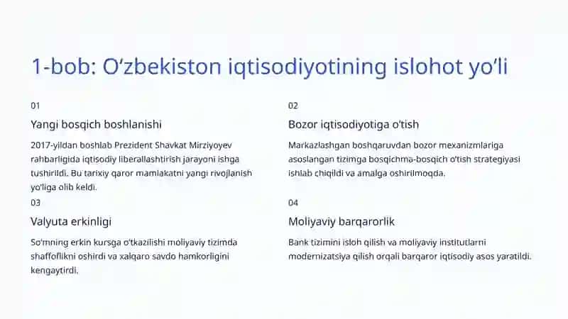 Oʻzbekistonning Investitsiya Siyosati: Islohotlardan Barqaror Rivojlanishga 2