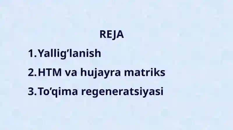 yallig`lanish tizimli  tasirlari. hujayradan tashqari matriks va hujayra matriks o`zaro tasiri 2
