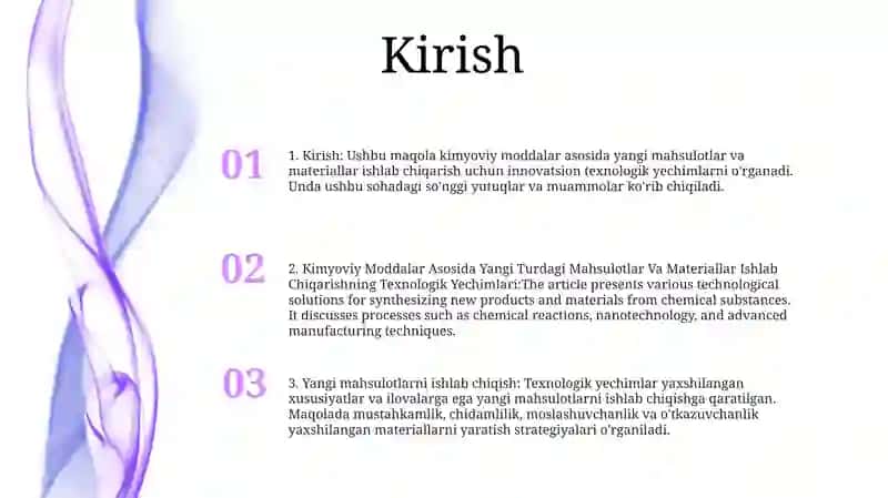 Kimyoviy Moddalar Asosida Yangi Turdagi Mahsulotlar Va Materiallar Ishlab Chiqarishning Texnologik Yechimlari 2