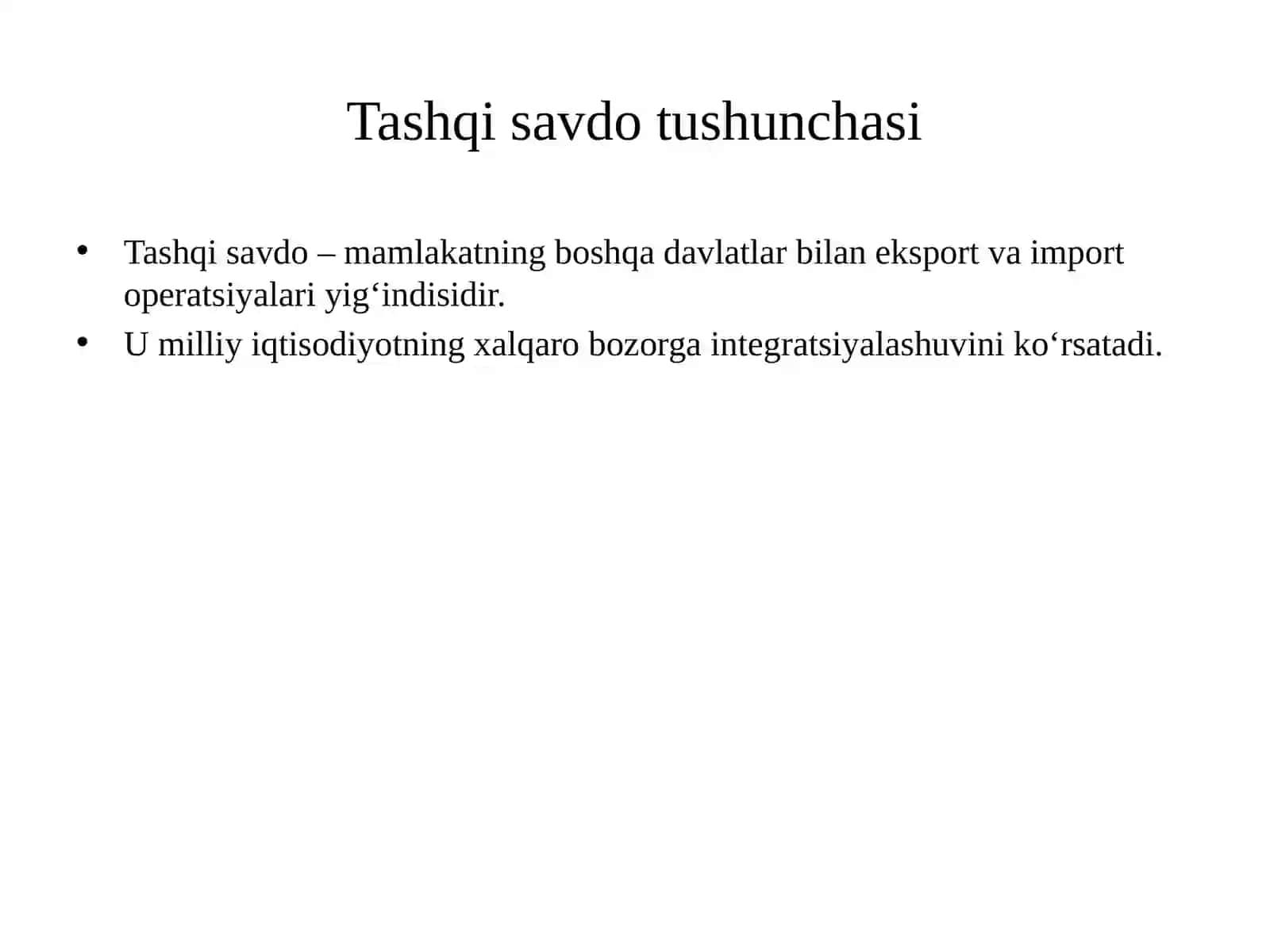 Oʻzbekistonda tashqi savdo munosabatlari rivojlanish tendensiyalari 2
