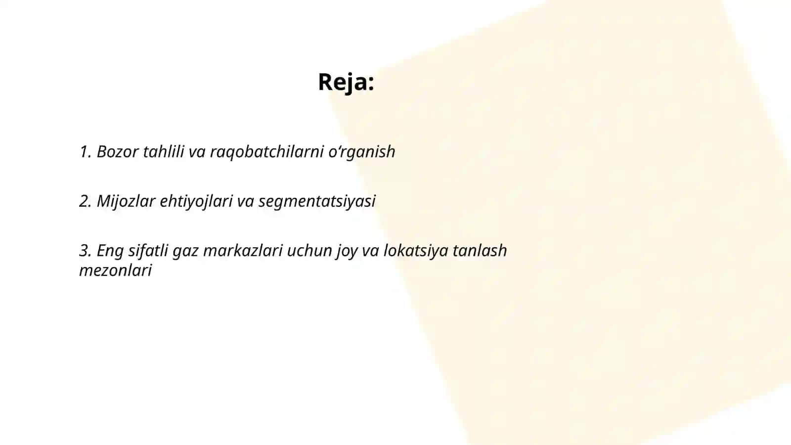biznes reja yaratish eng sifatli gaz markazi qanday aniqlanadi 2