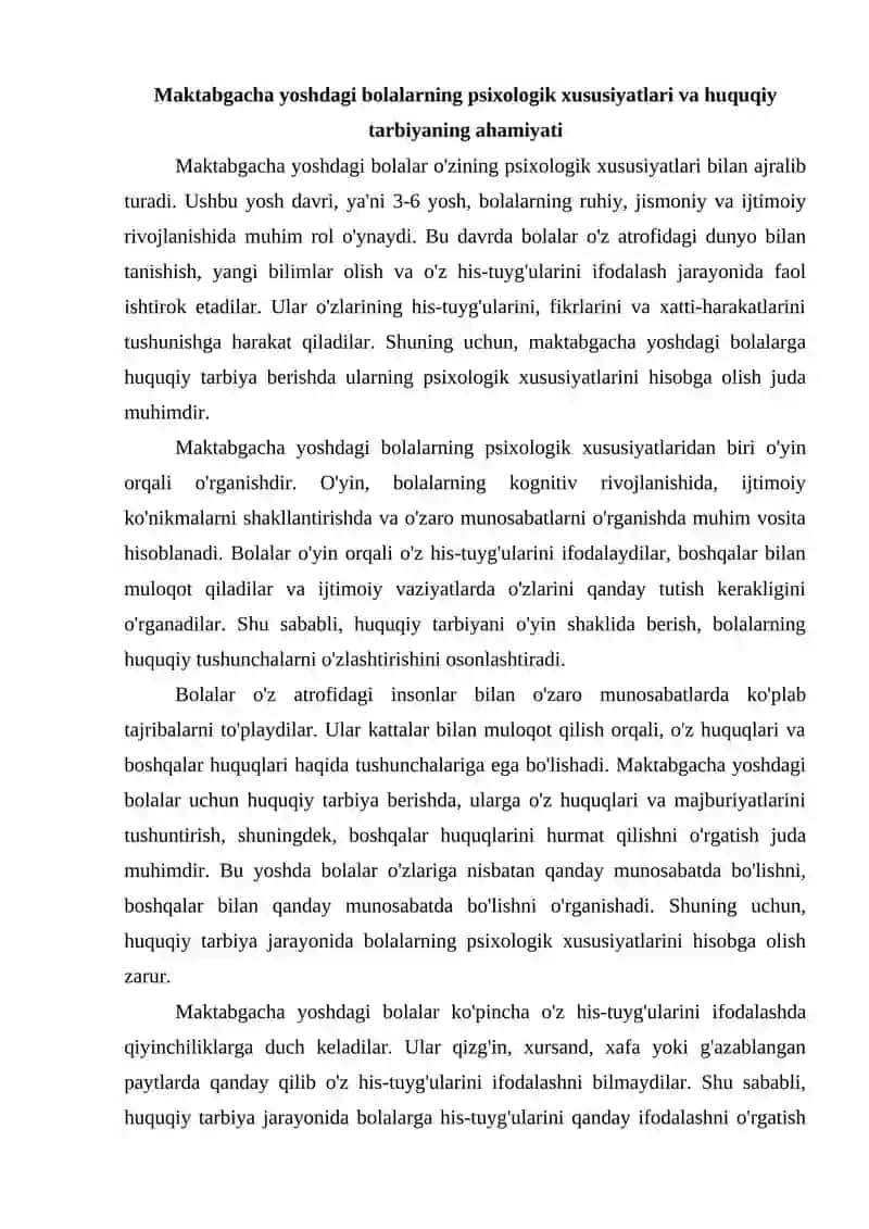 Maktabgacha yoshdagi bolalarga ertaklar asosida huquqiy tarbiya berish 2