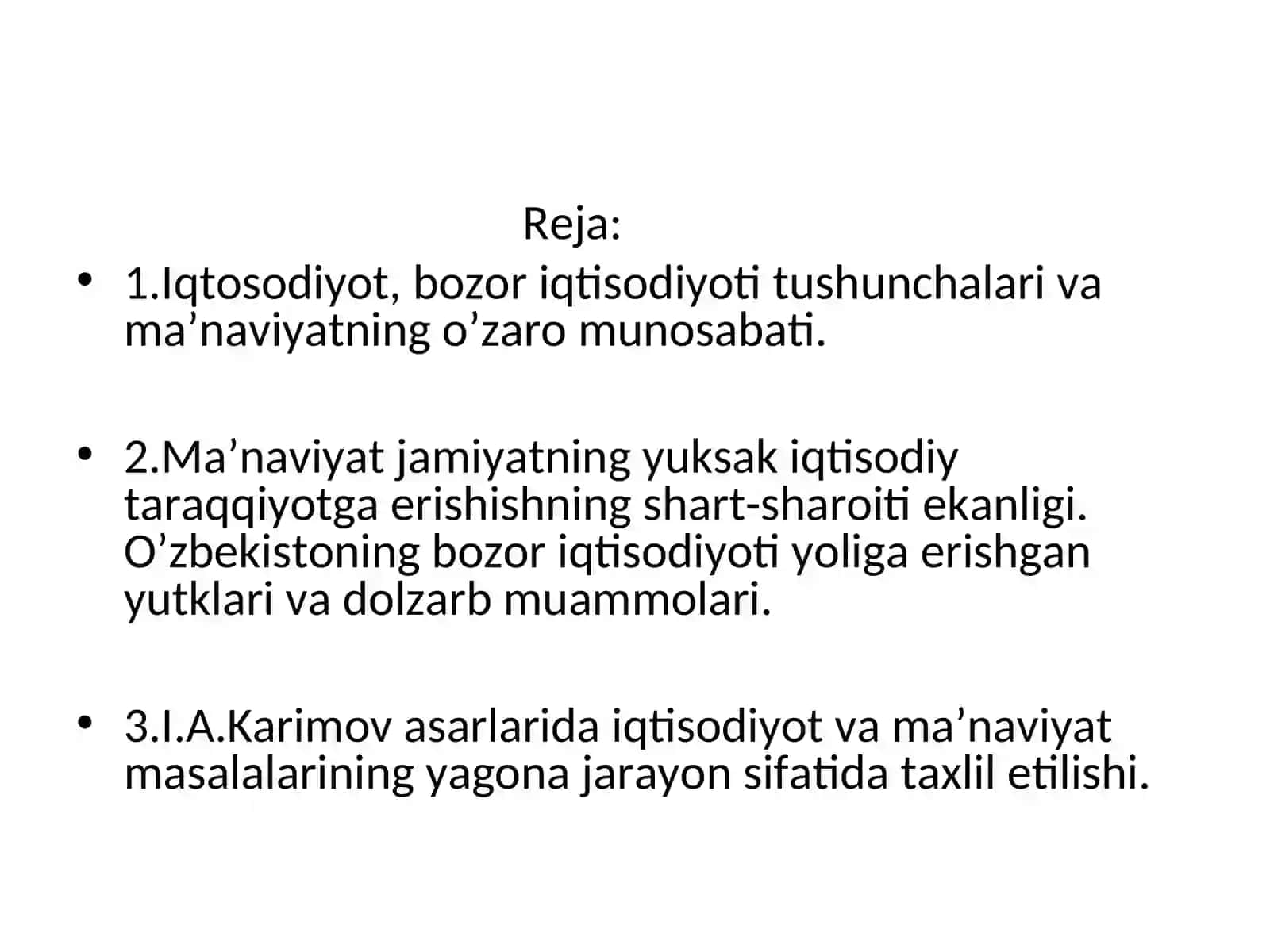 Ma'naviyat va Iqtisodiyotning Munosabati 2