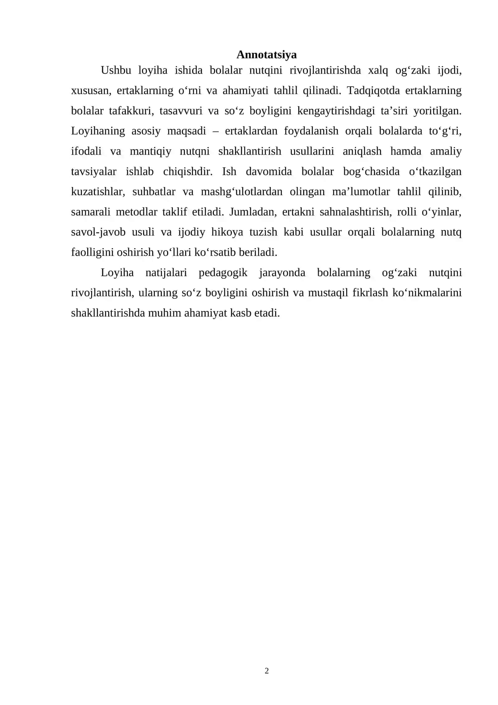 Maktabgacha ta’lim tashkilotlarida Ertaklar asosida bolalarning nutqini o‘stirish usullari 2