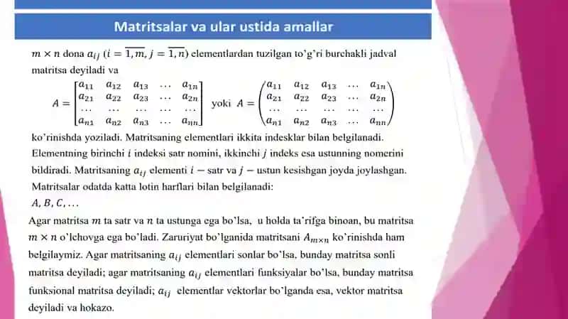Teskari matritsa va uning mavjudlik sharti 2