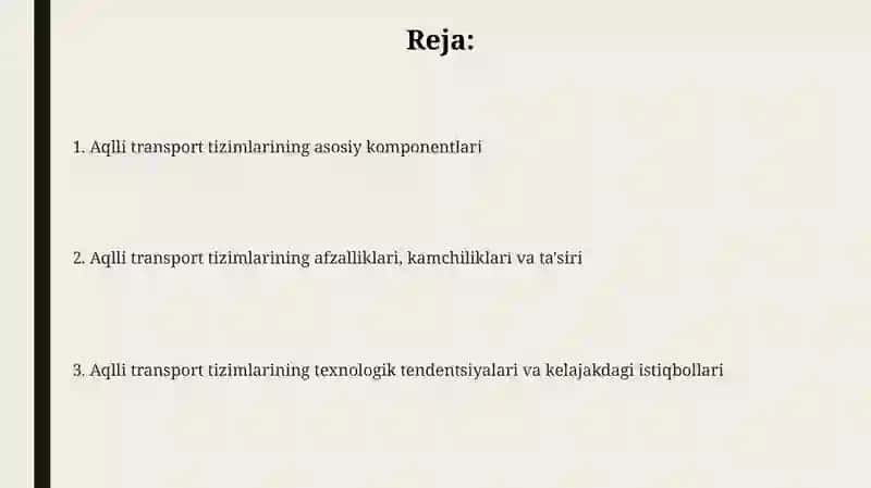 Aqlli transport tizimlari 2