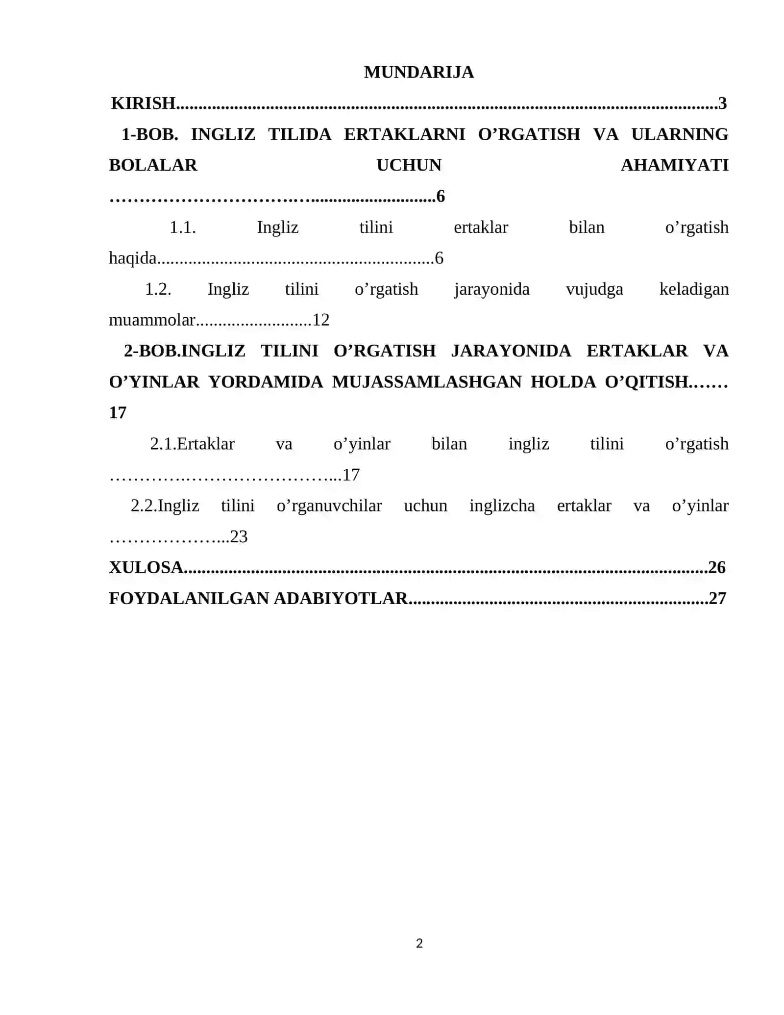 Ingliz tilida ertaklarni o’rgatish ishlanma loyihasi 2