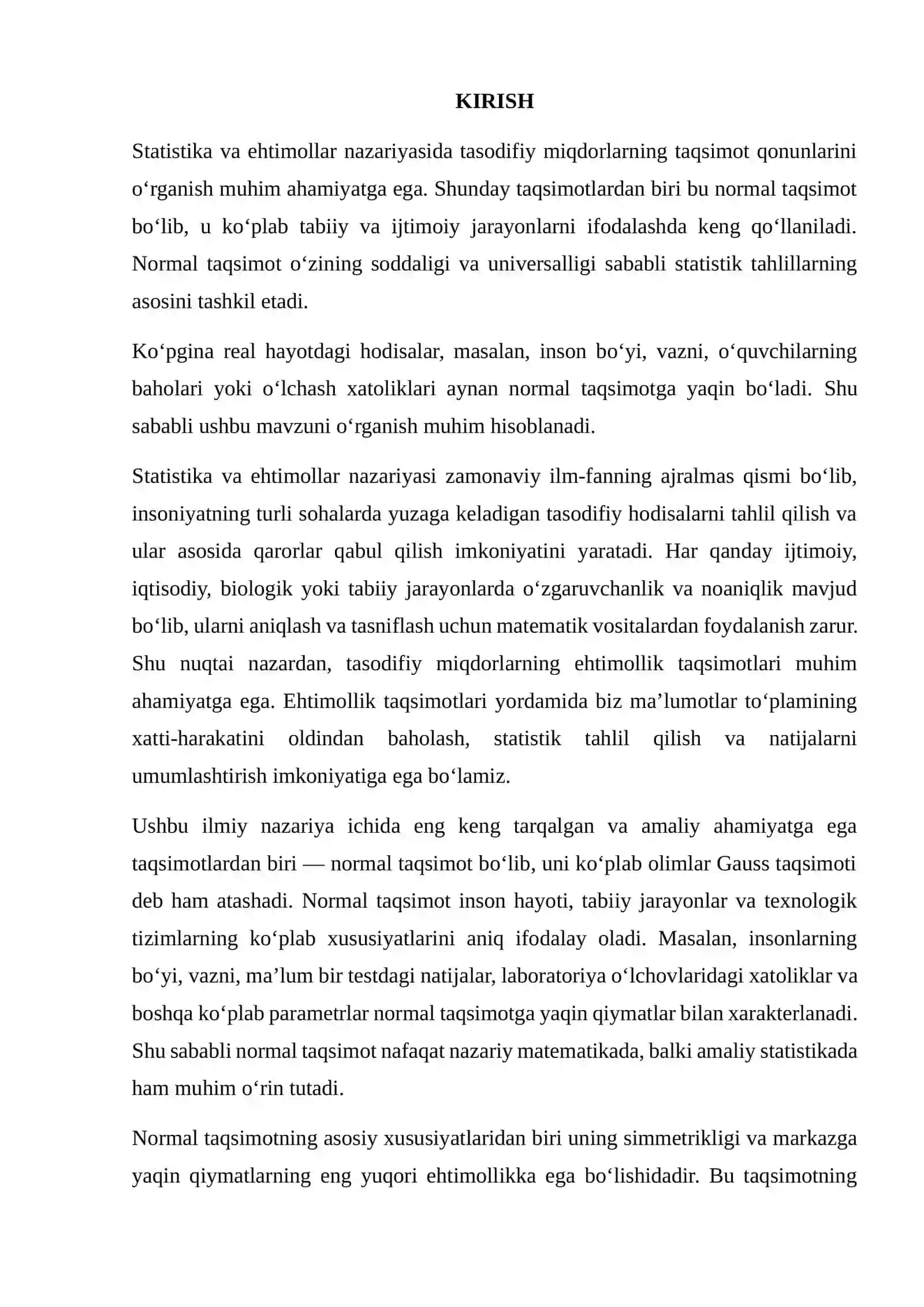 Normal Taqsimot va uning xususiyatlari 2