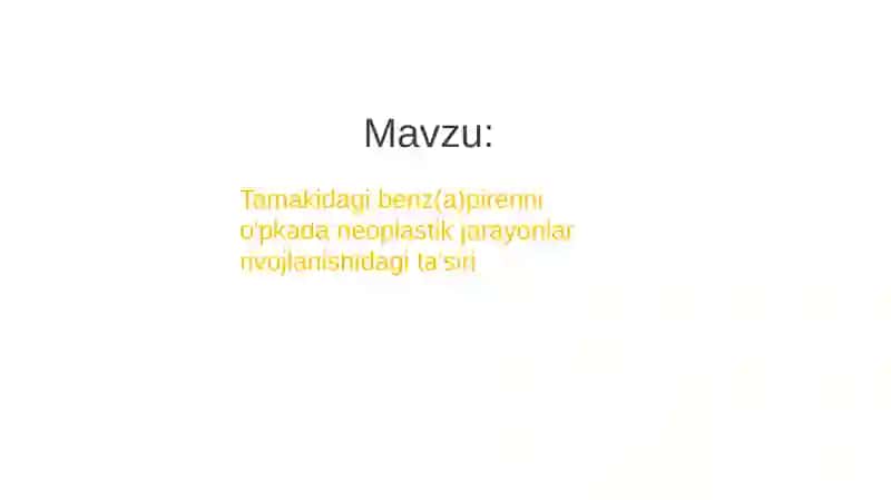 Tamakidagi benz(a)pirenni o'pkada neoplastik jarayonlar rivojlanishidagi ta'siri 2