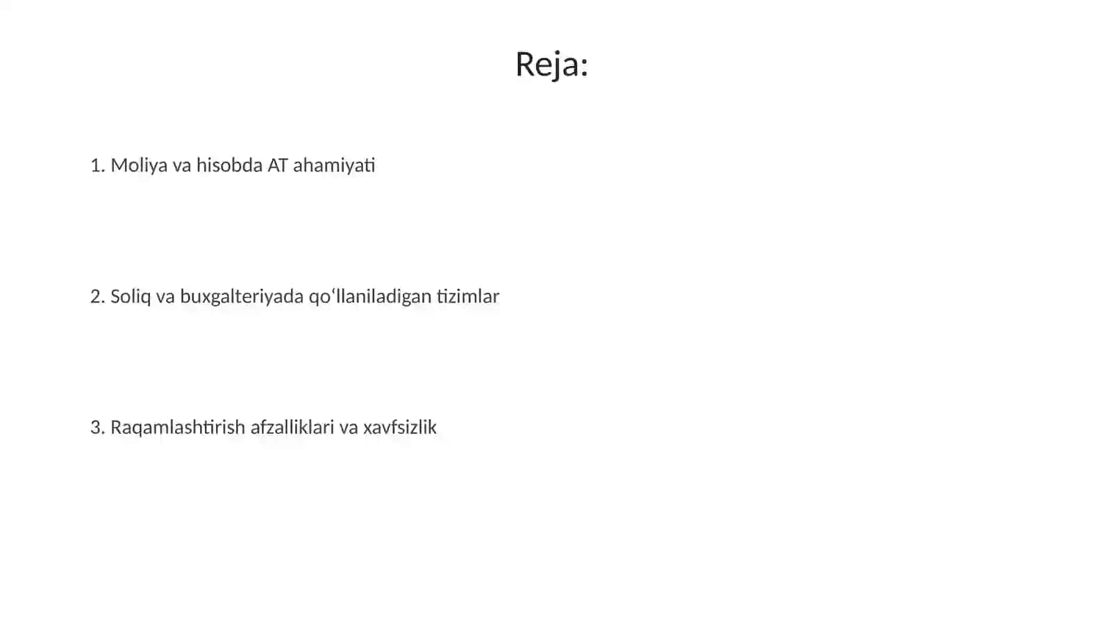 Moliya va hisobda AT ahamiyati 2