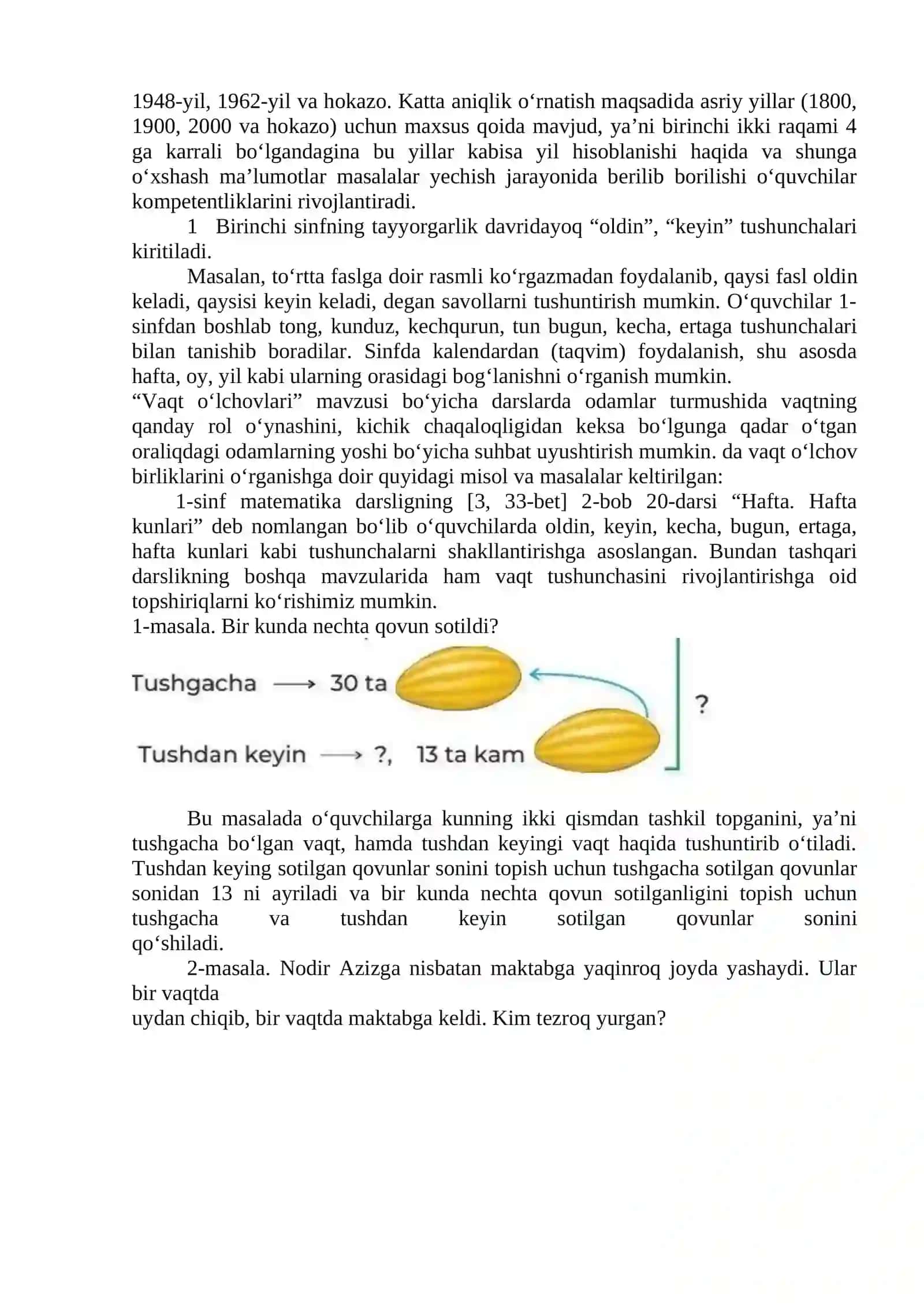 Boshlang‘ich sinflarda vaqt o‘lchov birliklarini o‘rgatish metodikasi 2